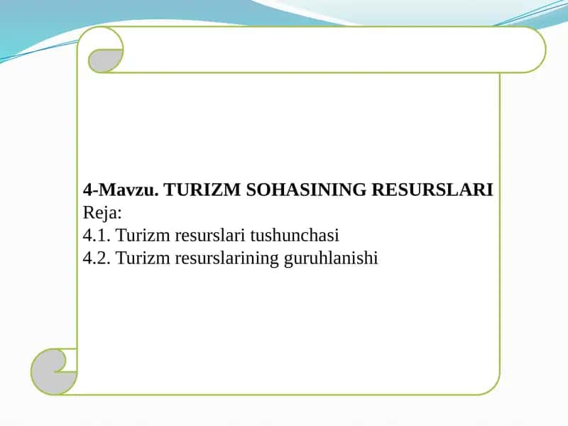 TURIZM SOHASINING RESURSLARI 1