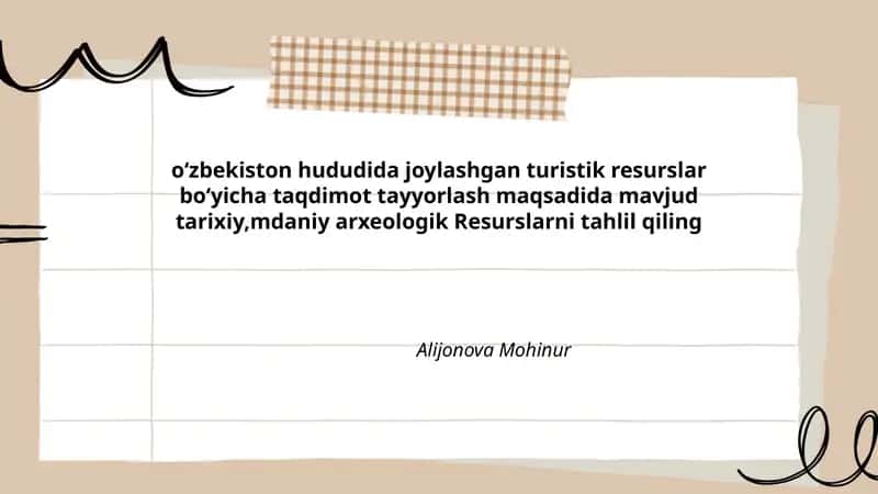 Turistik resurslar tayyorlash 1