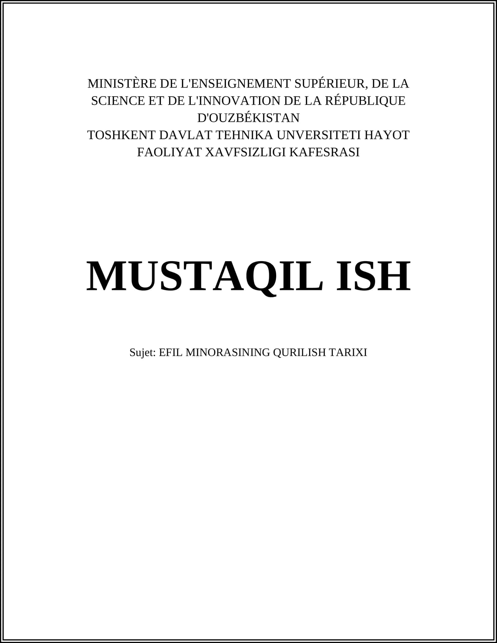 EFIL MINORASINING QURILISH TARIXI 1