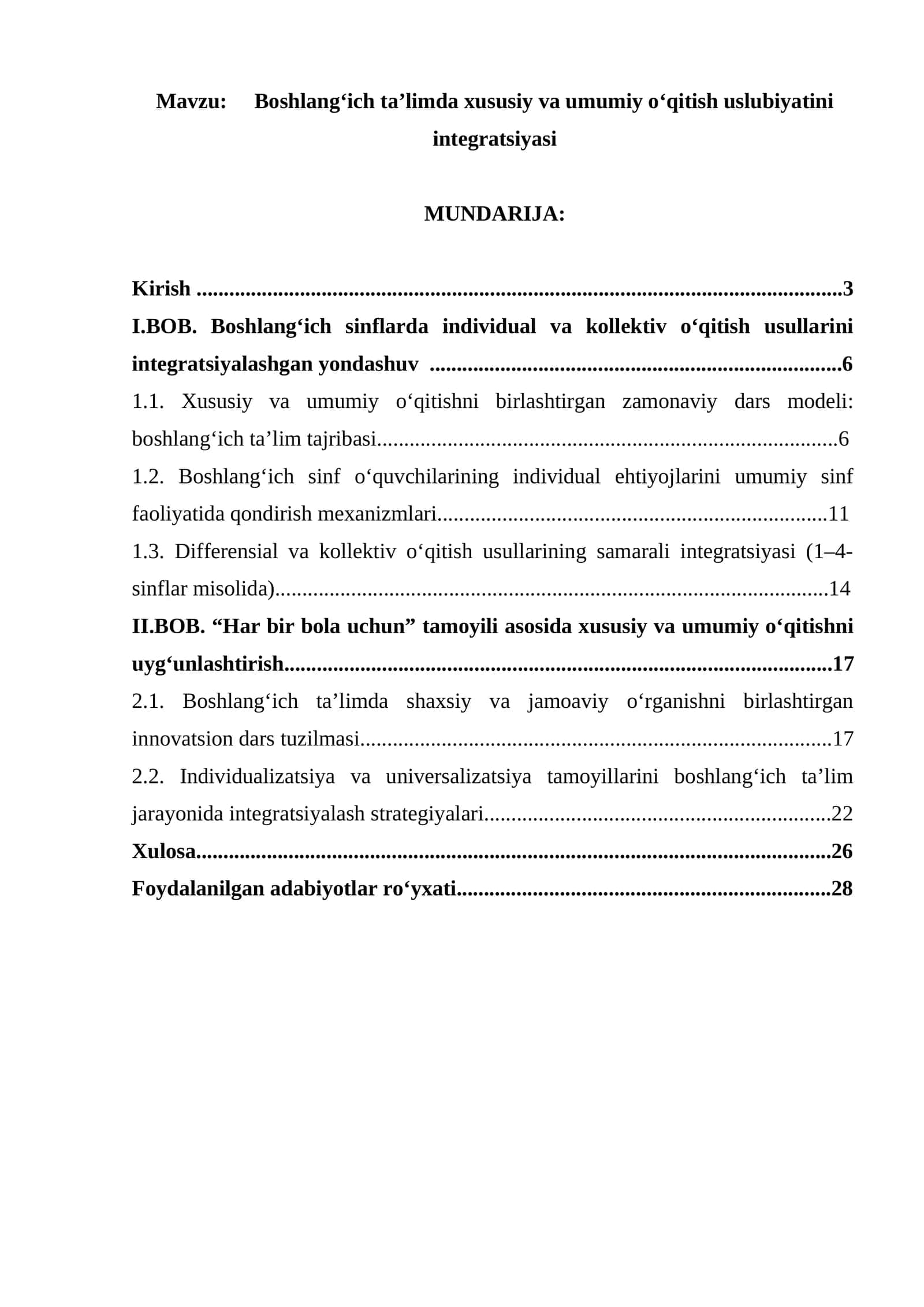 Boshlang‘ich ta’limda xususiy va umumiy o‘qitish uslubiyatini integratsiyasi 1