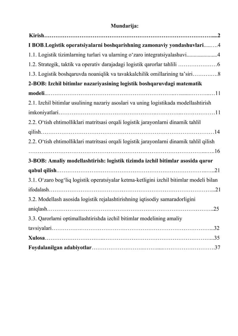 Logistik operatsiyalarni boshqarishning zamonaviy yondashuvlari 1