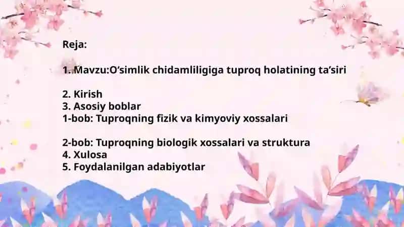 O‘simlik chidamliligiga tuproq holatining ta’siri