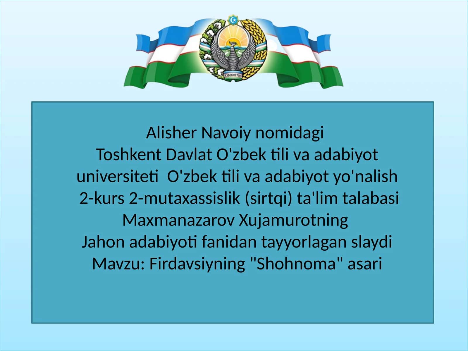 Firdavsiyning "Shohnoma" asari 1