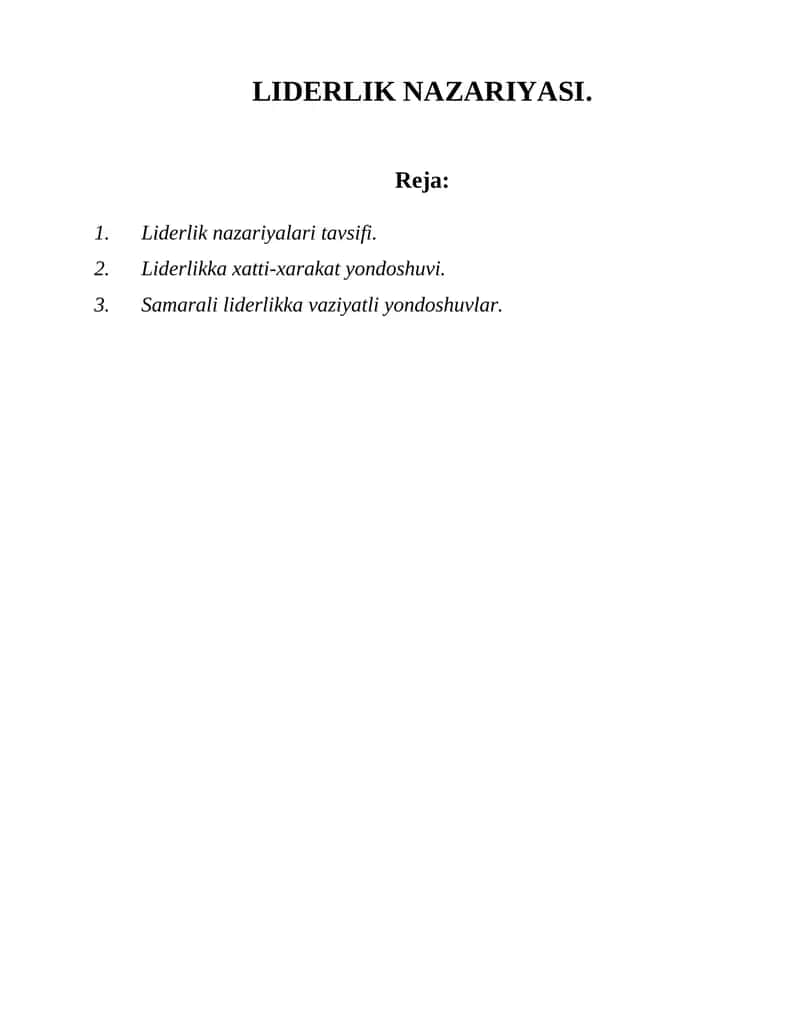 LIDERLIK NAZARIYASI 1