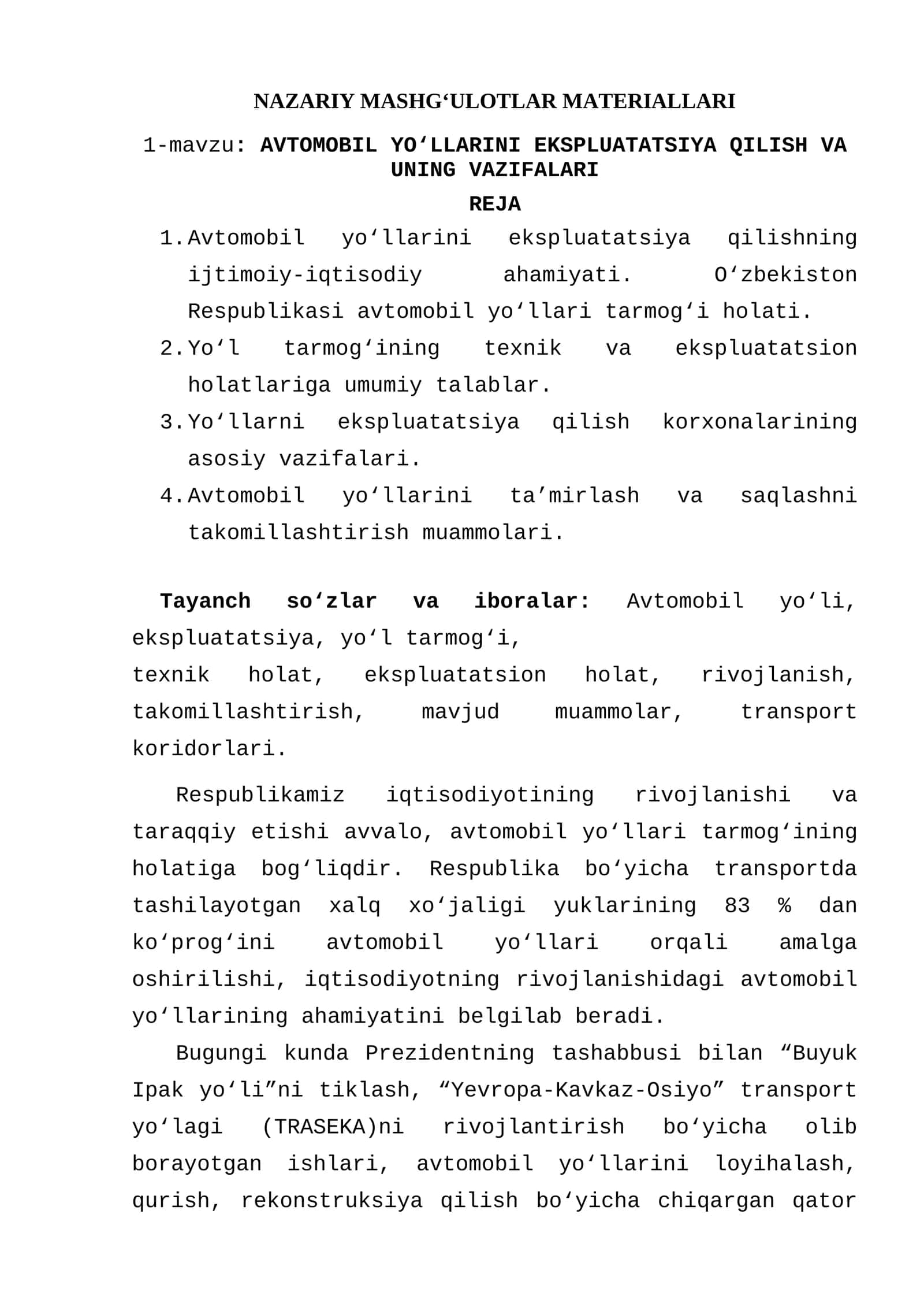 NAZARIY MASHG‘ULOTLAR MATERIALLARI 1