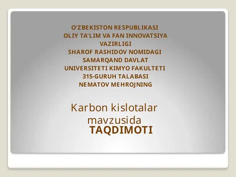 To’yingandi karbonkislotalarning nomlanishi 1