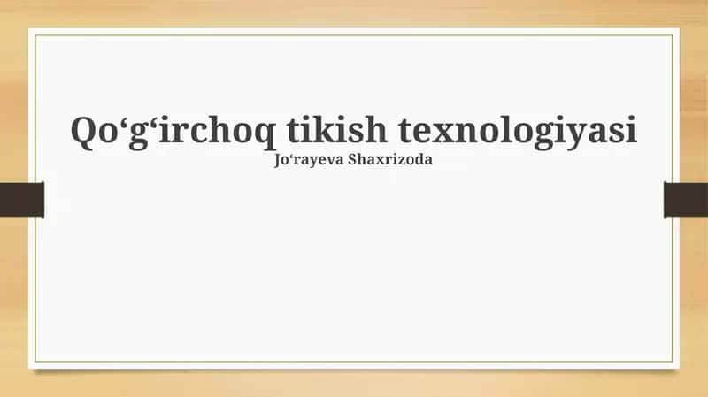 Qoʻgʻirchoq tikish texnologiyasi 1