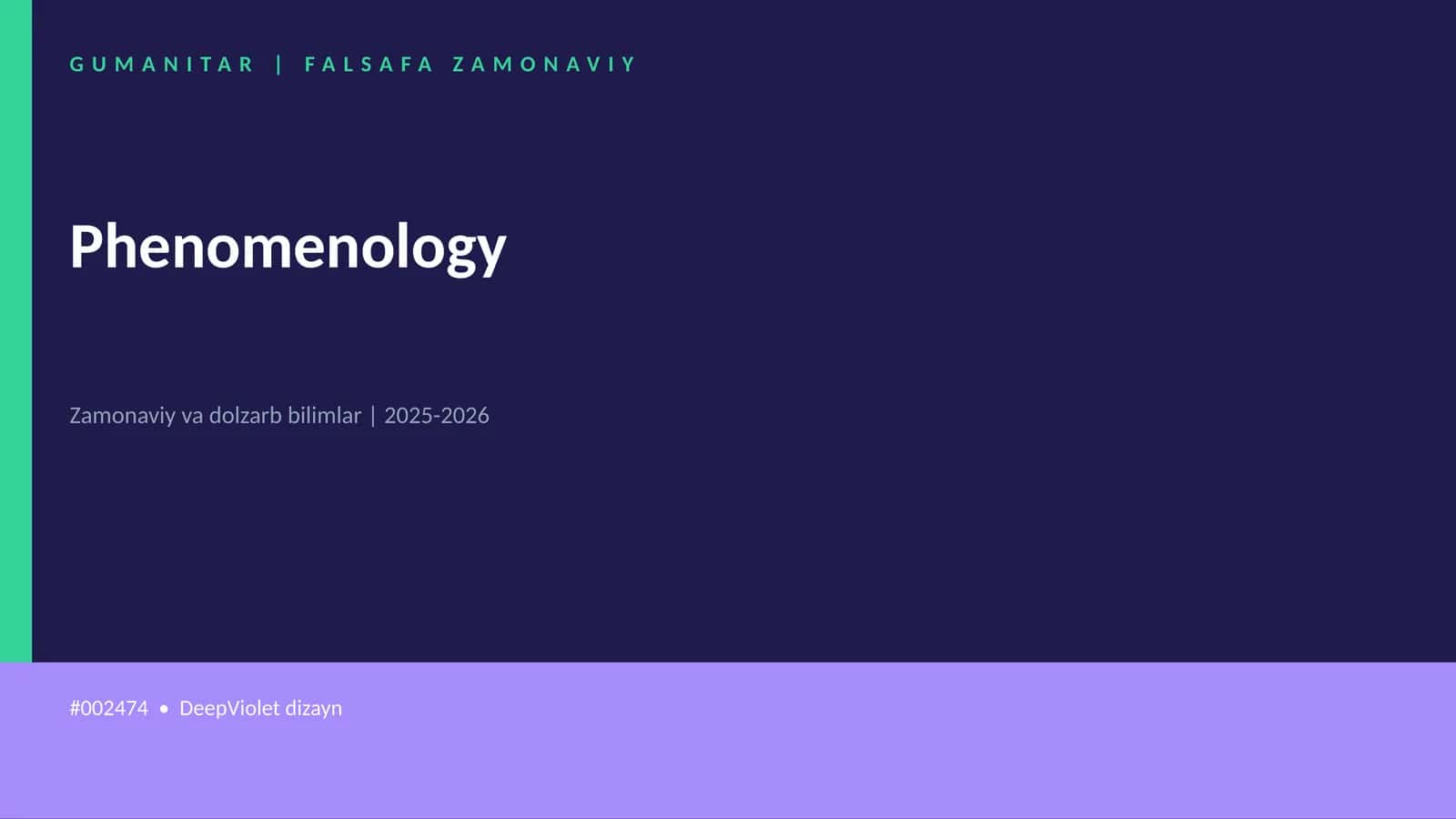 Phenomenology 1