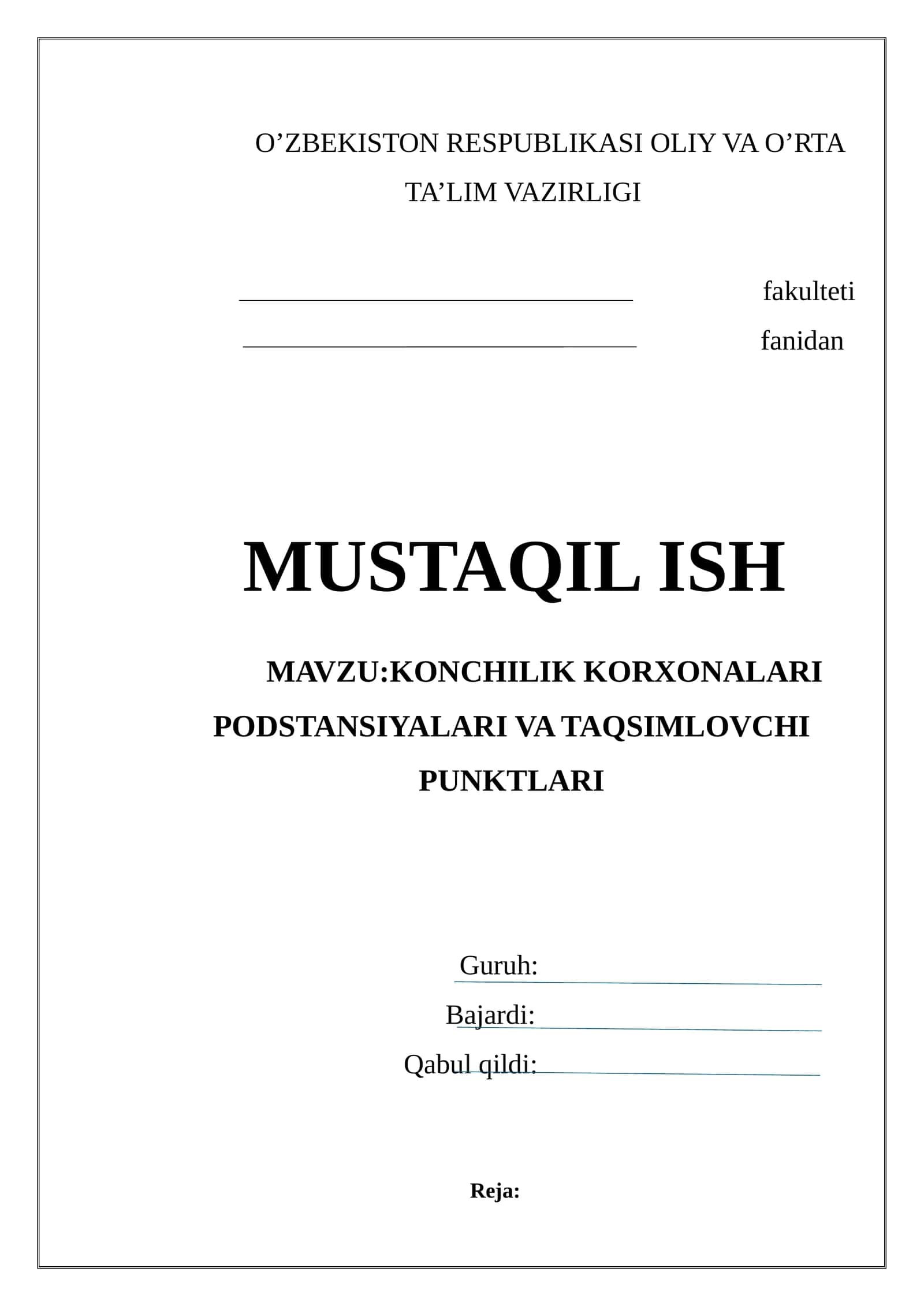 KONCHILIK KORXONALARI PODSTANSIYALARI VA TAQSIMLOVCHI PUNKTLARI 1