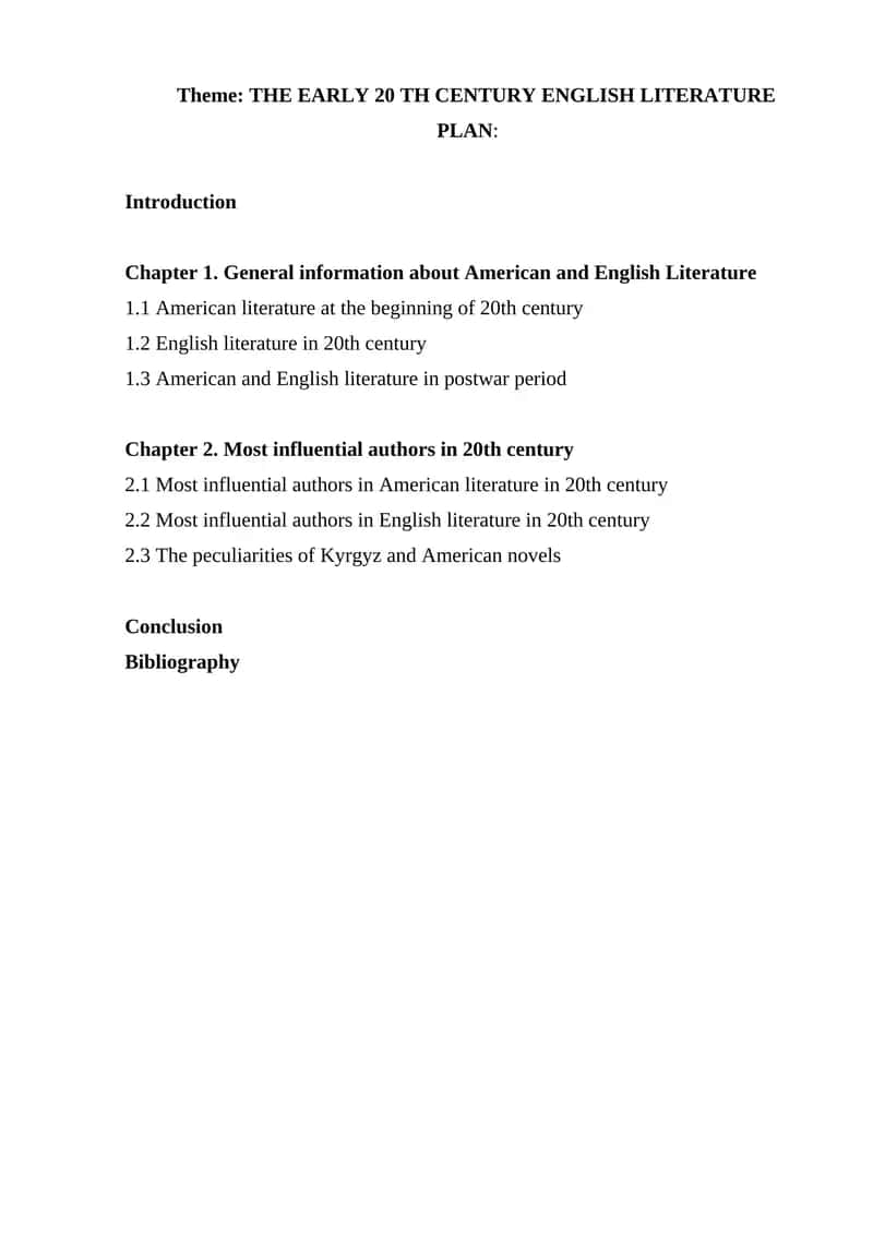 American and English Literature in the Early 20th Century 1