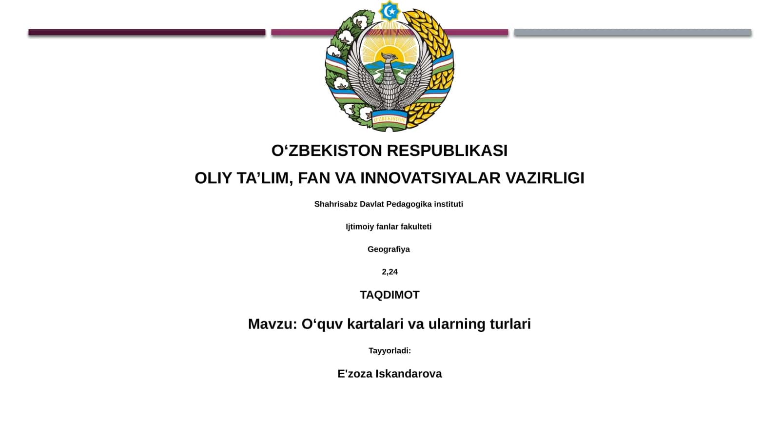 O'quv kartalari va ularning turlari 1