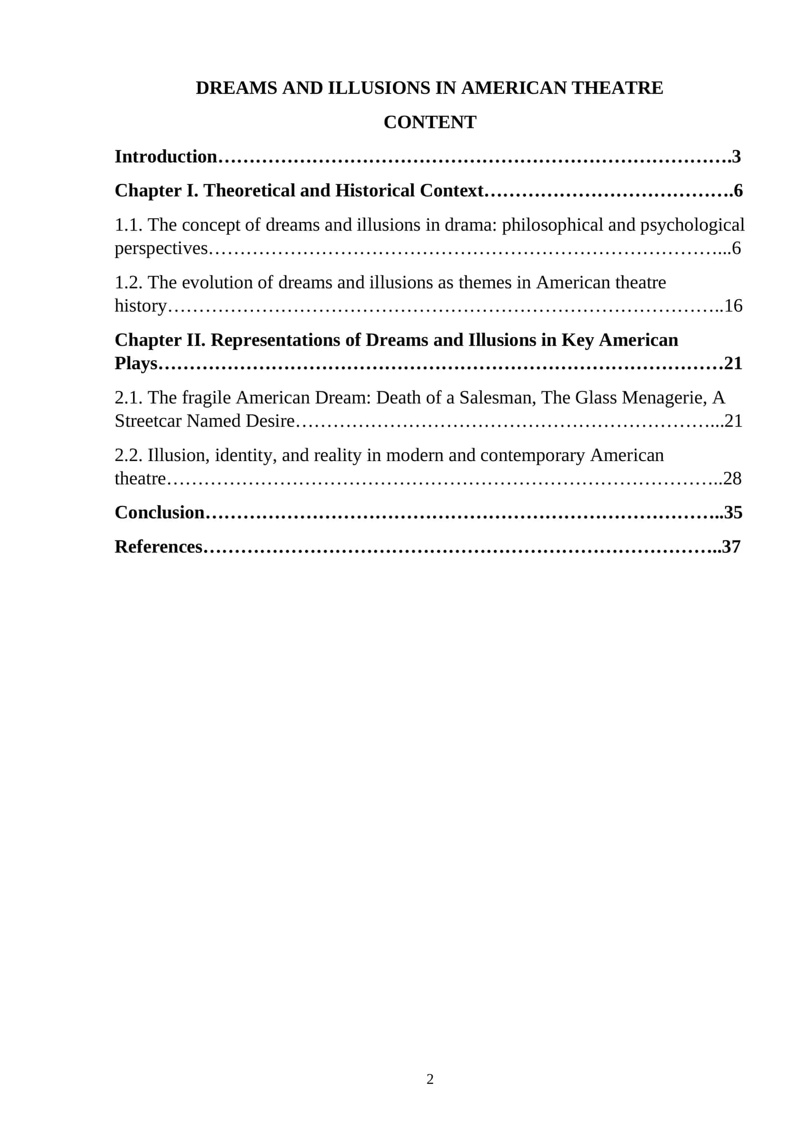 Dreams and Illusions in American Theatre 1