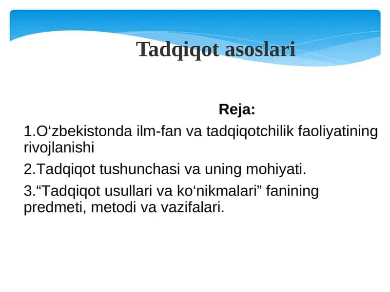 Tadqiqot asoslari 1