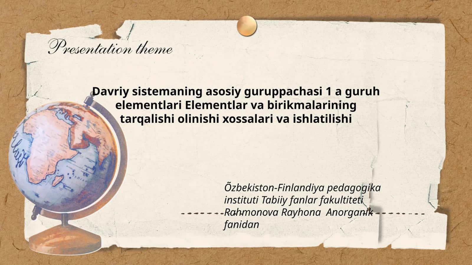 Elementlar va birikmalarining tarqalishi 1
