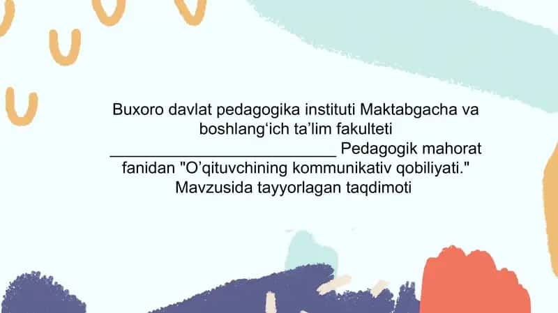 "O’qituvchining kommunikativ qobiliyati." 1
