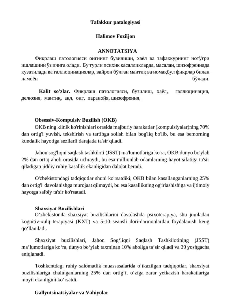 Tafakkur patalogiyasi 1