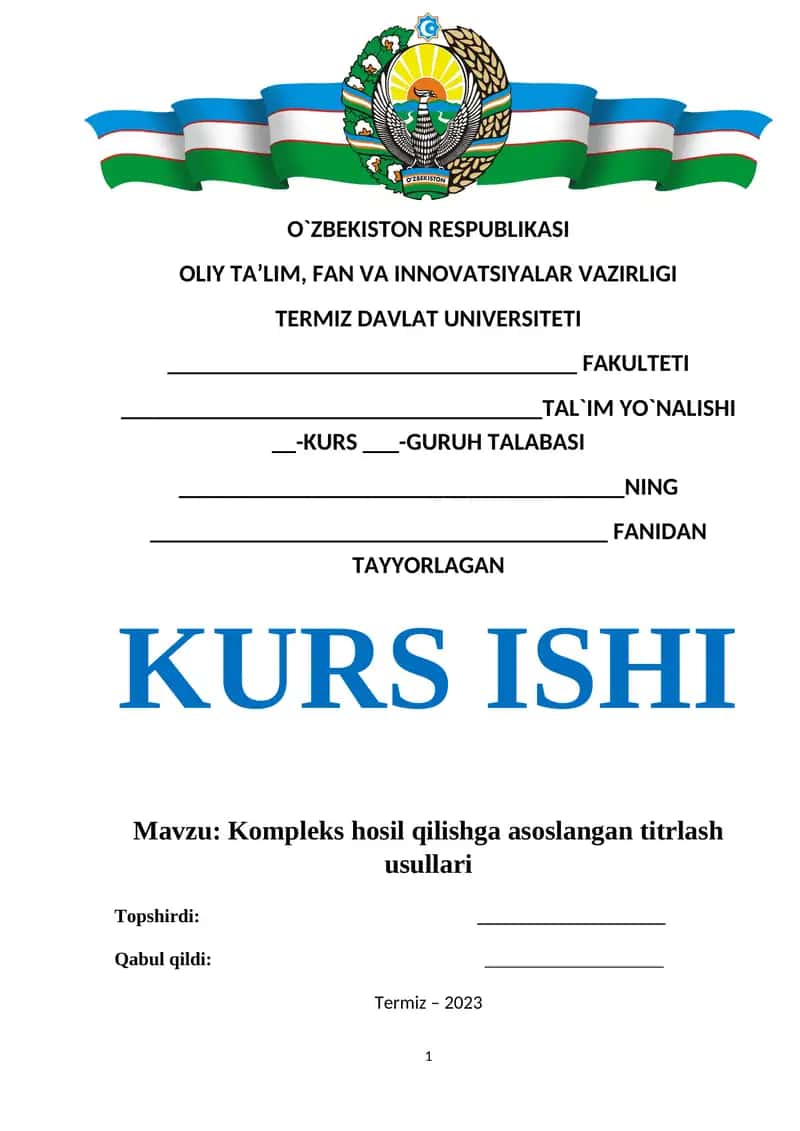 Kompleks hosil qilishga asoslangan titrlash usullari 1