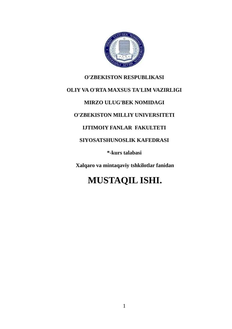 Zamonaviy dunyoda tashkilotlarning qiyosiy tahlili. 1