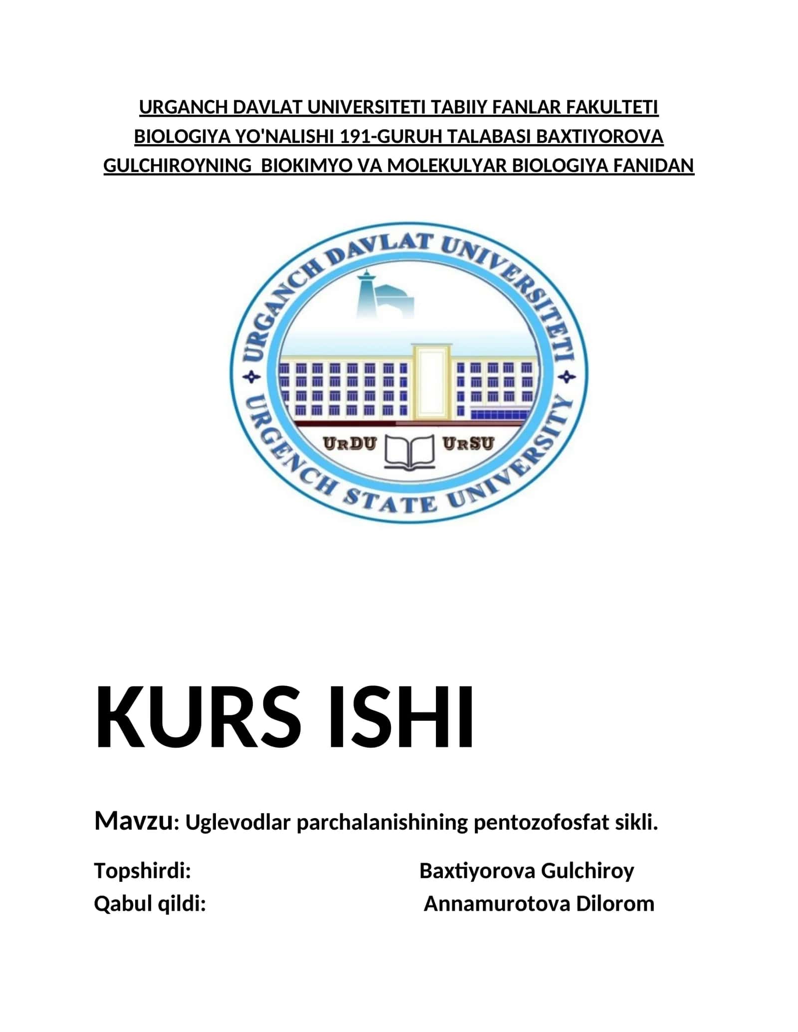 Uglevodlar parchalanishining pentozofosfat sikli 1