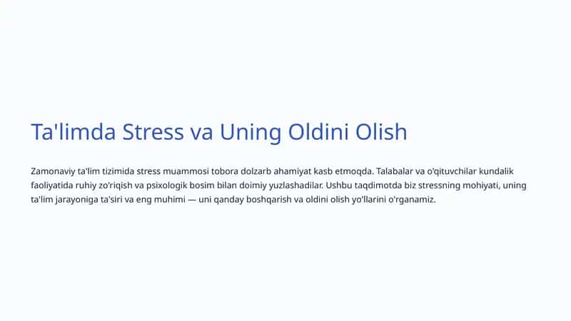 Ta'limda Stress va Uning Oldini Olish 1