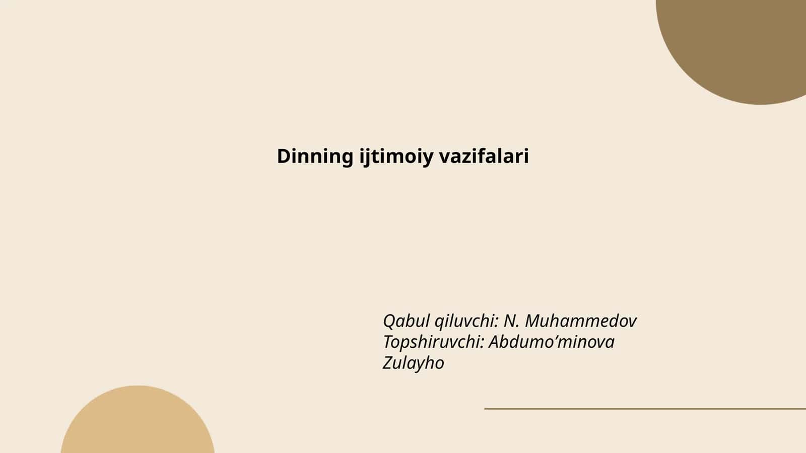 Dinning ijtimoiy vazifalari 1