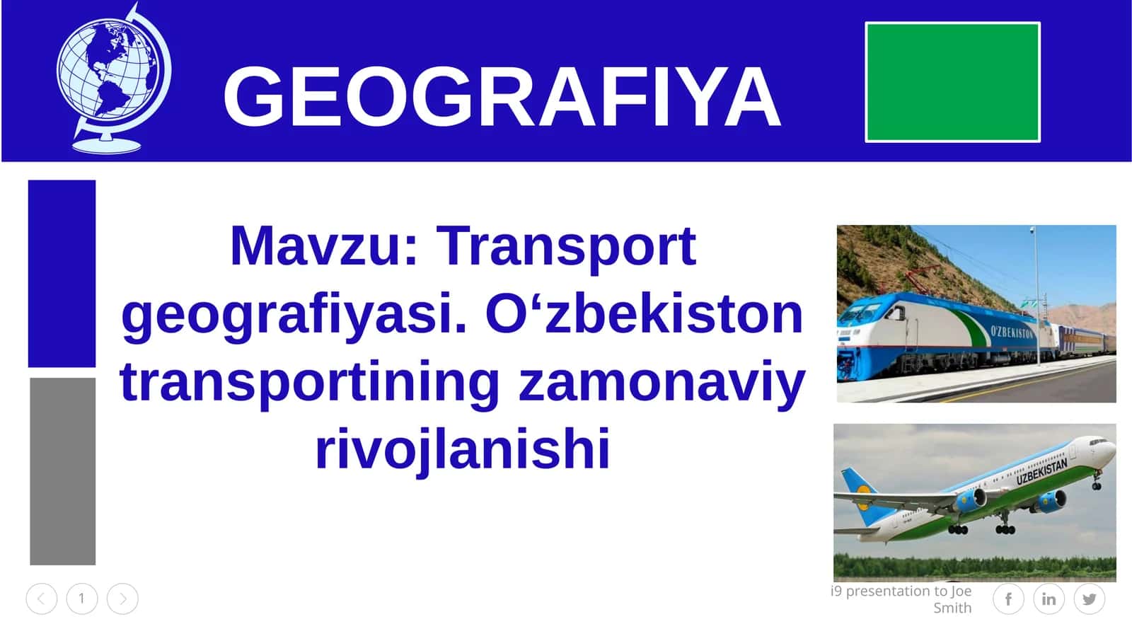 Transportgeografiyasi.O‘zbekistontransportiningzamonaviyrivojlanishi 1