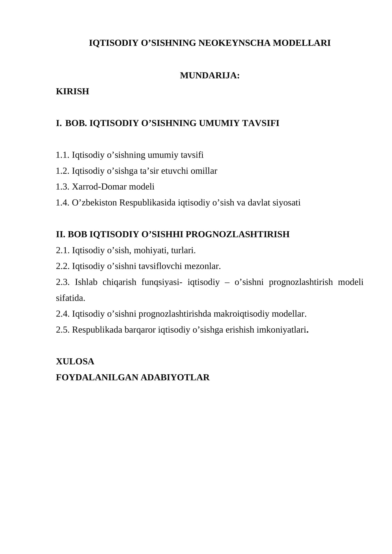 IQTISODIY O’SISHNING NEOKEYNSCHA MODELLARI 1