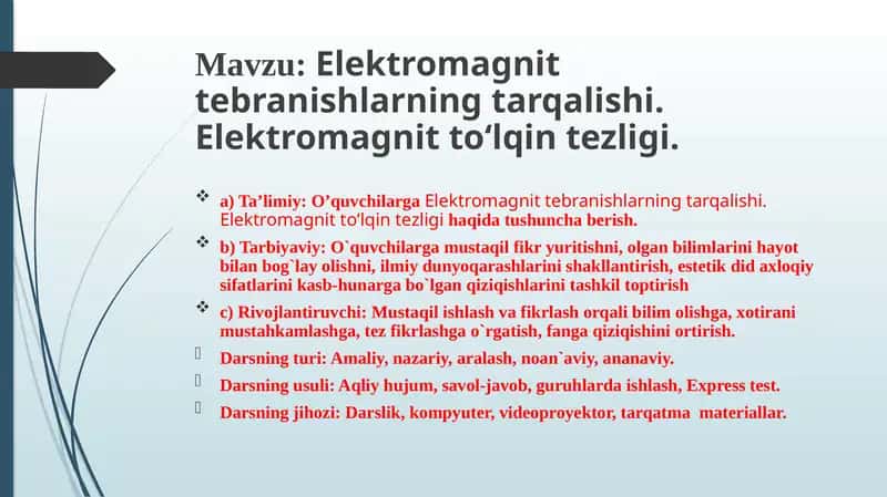 Elektromagnit tebranishlarning tarqalishi 1