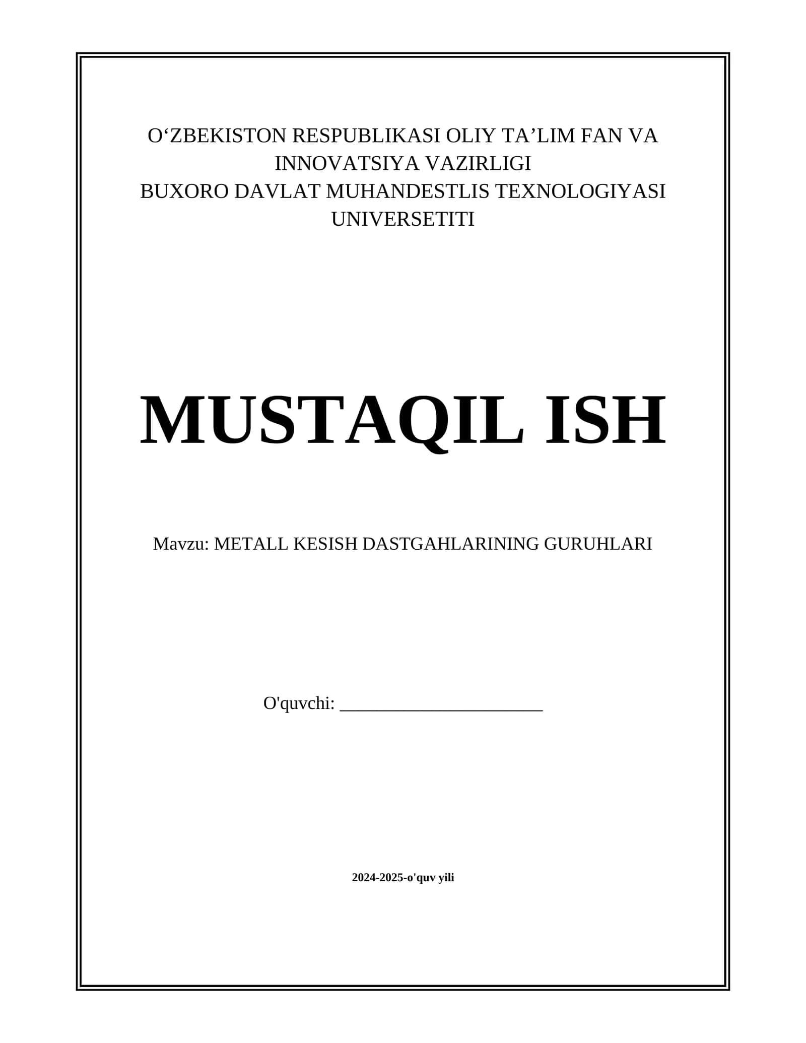 METALL KESISH DASTGAHLARINING GURUHLARI 1