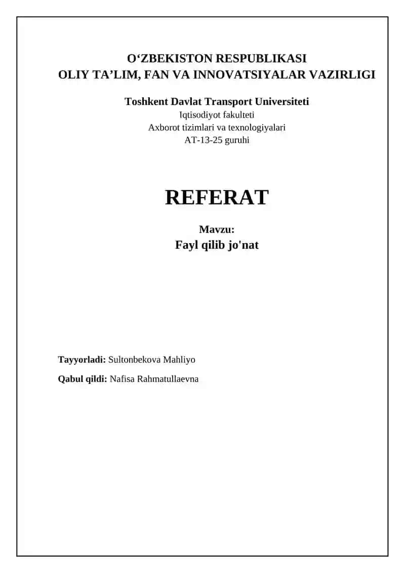 Fayllarni yuborishning asosiy usullari va formatlari