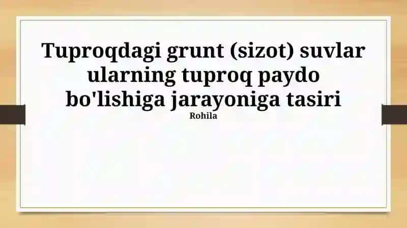 Yer osti suvlari (Rohila)