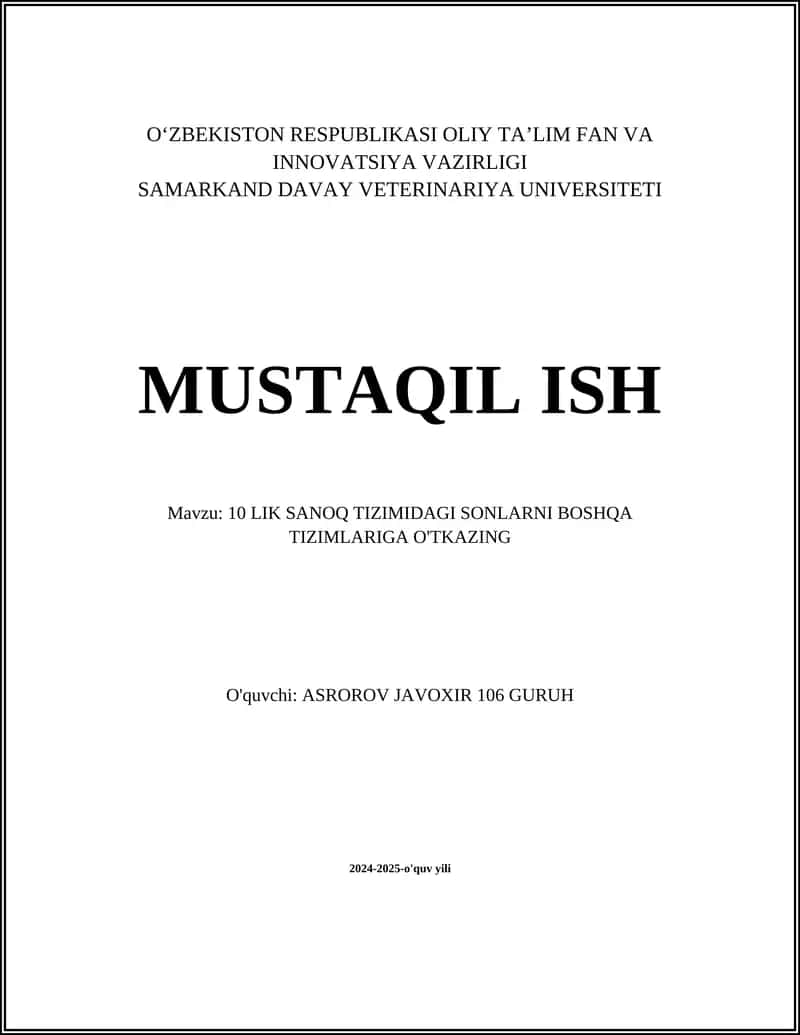 O‘nlik Sanoq Tizimi 1