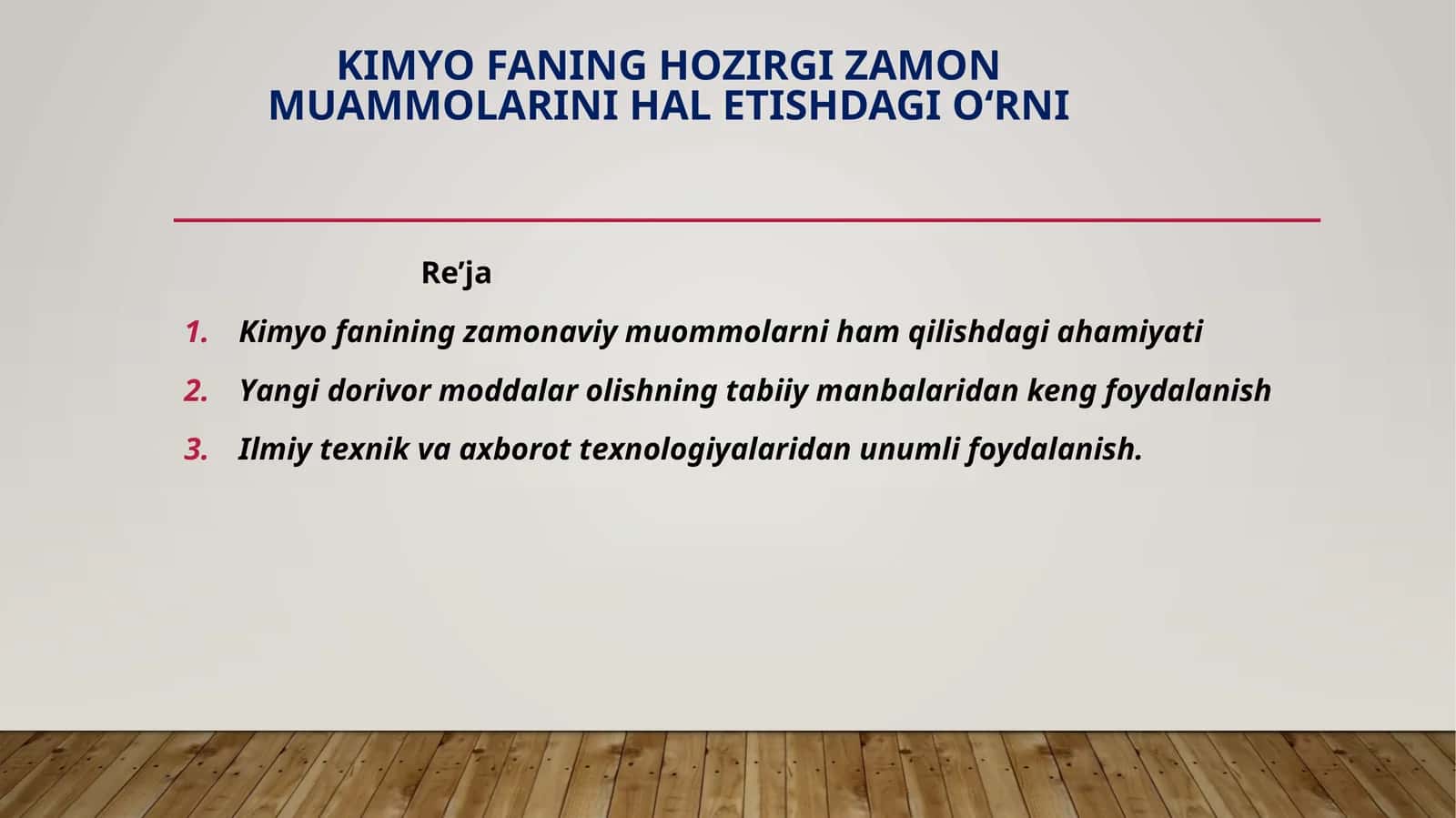 Kimyo fanining zamonaviy muammolarni hal qilishdagi ahamiyati 1