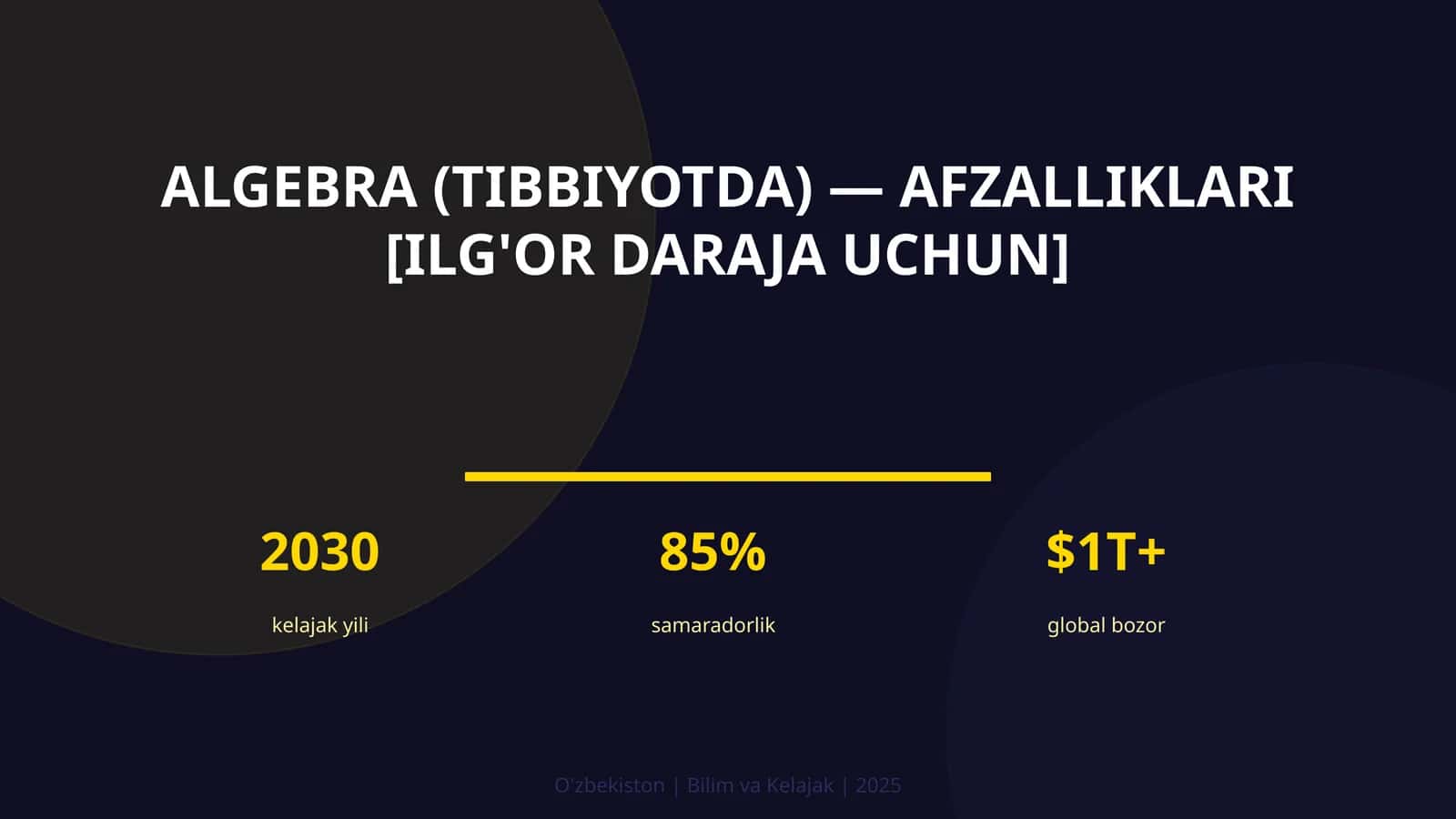 Algebra (tibbiyotda) — afzalliklari [ilg'or daraja uchun] 1