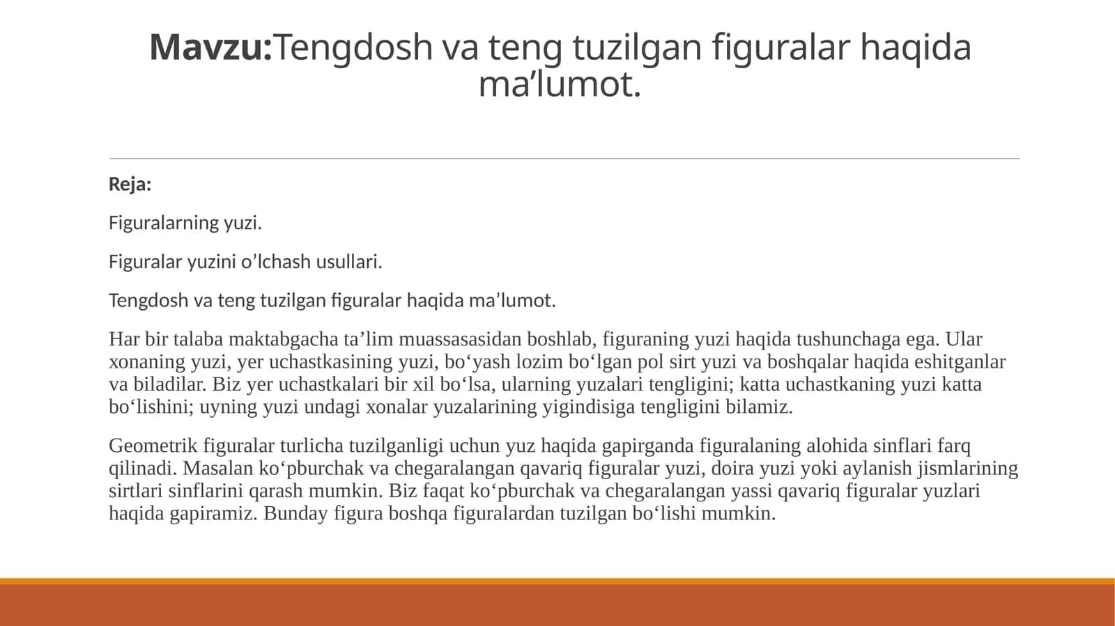 Tengdosh va tuzilgan figuralar haqida ma’lumot 1