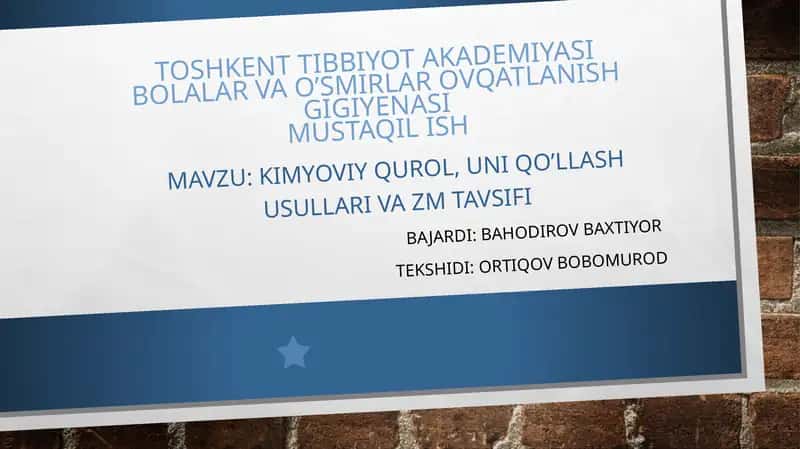 Kimyoviy Qurol 1