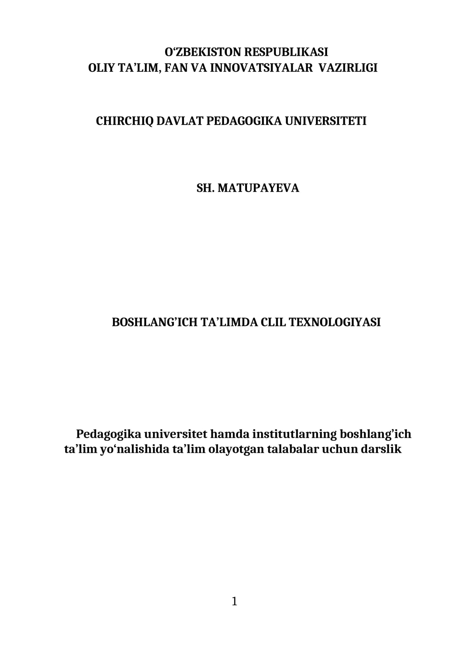 Boshlang’ich ta’limda CLIL texnologiyasi 1