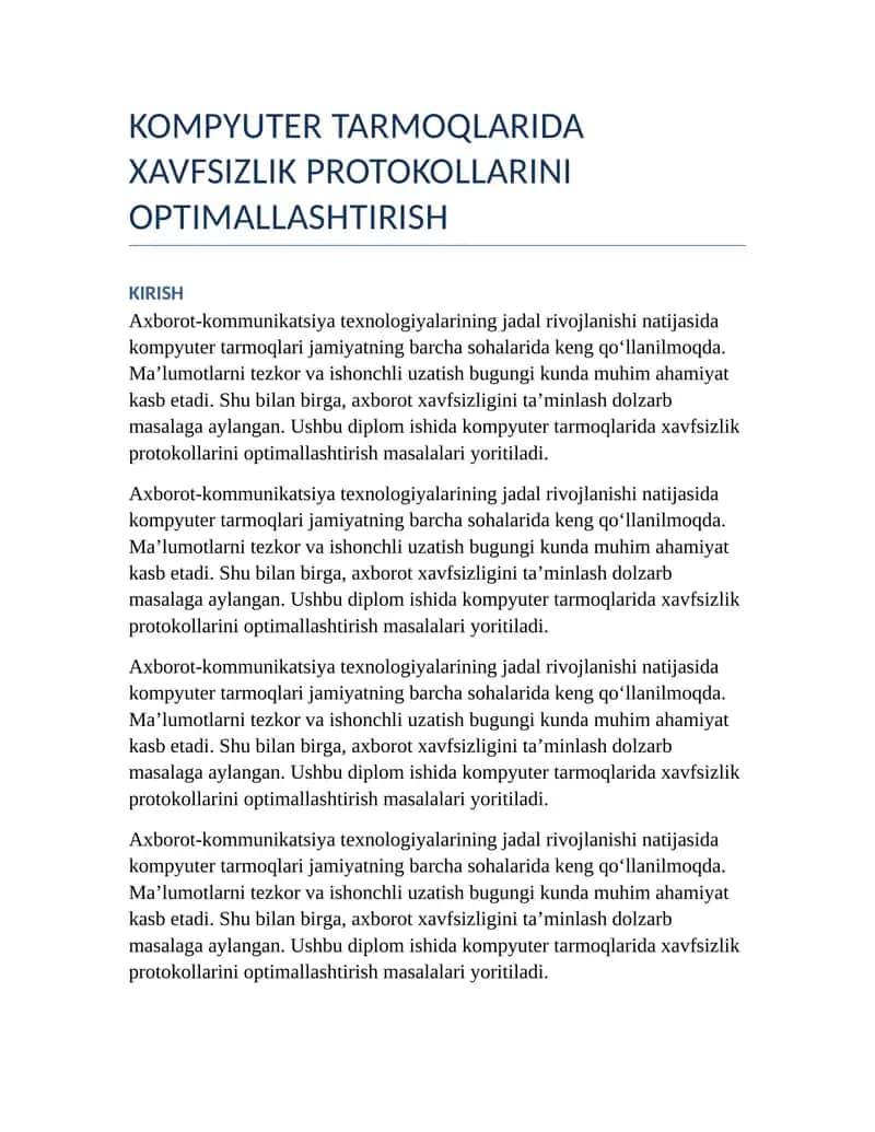 Kompyuter tarmoqlarida xavfsizlik protokollarini optimallashtirish 1