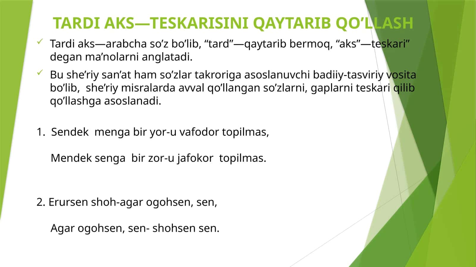 Tardi Aks—Teskarisini Qaytarib Qo’llash 1