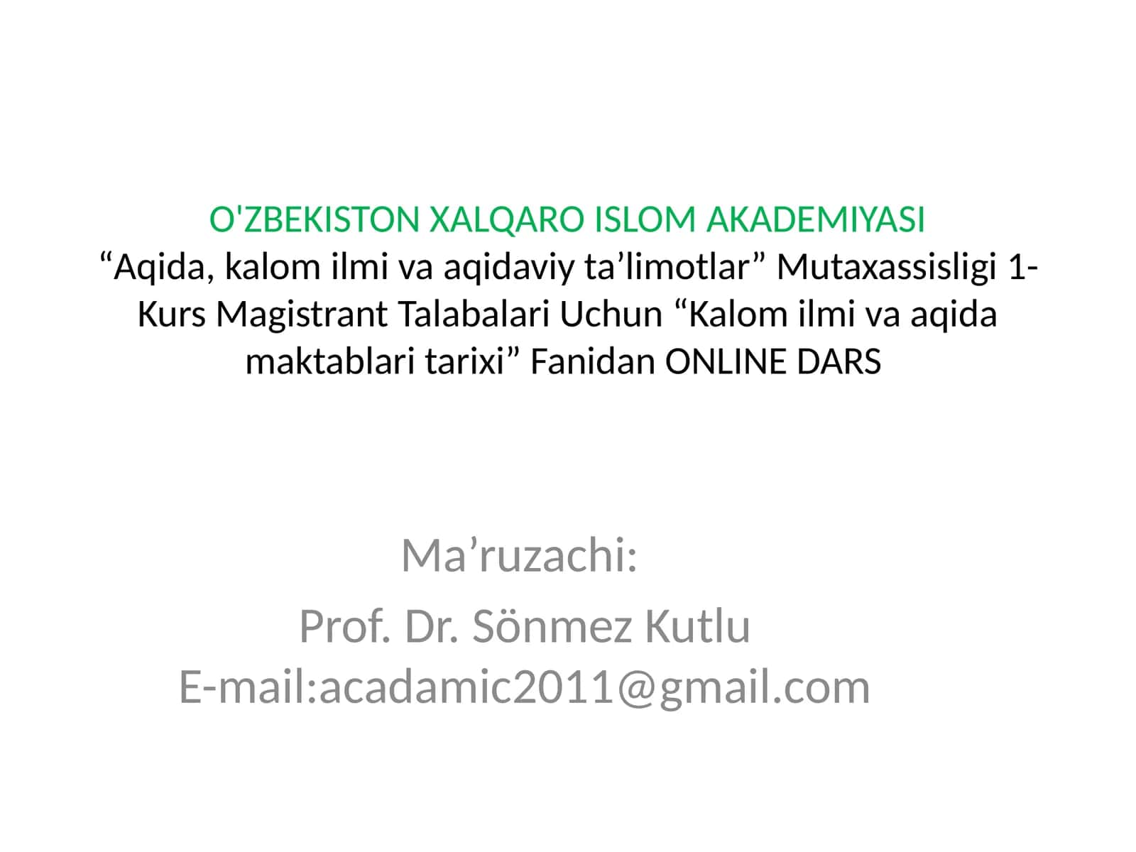 Kalom ilmi va aqida maktablari tarixi 1