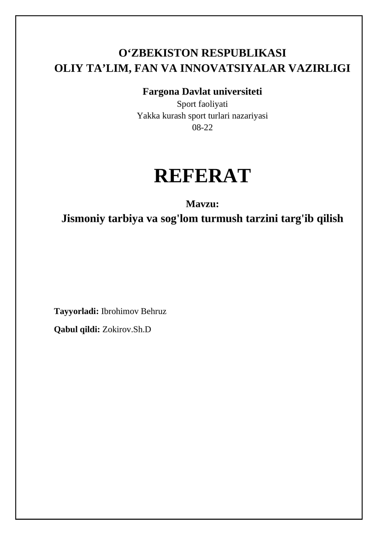 Jismoniy tarbiya va sog'lom turmush tarzini targ'ib qilish 1