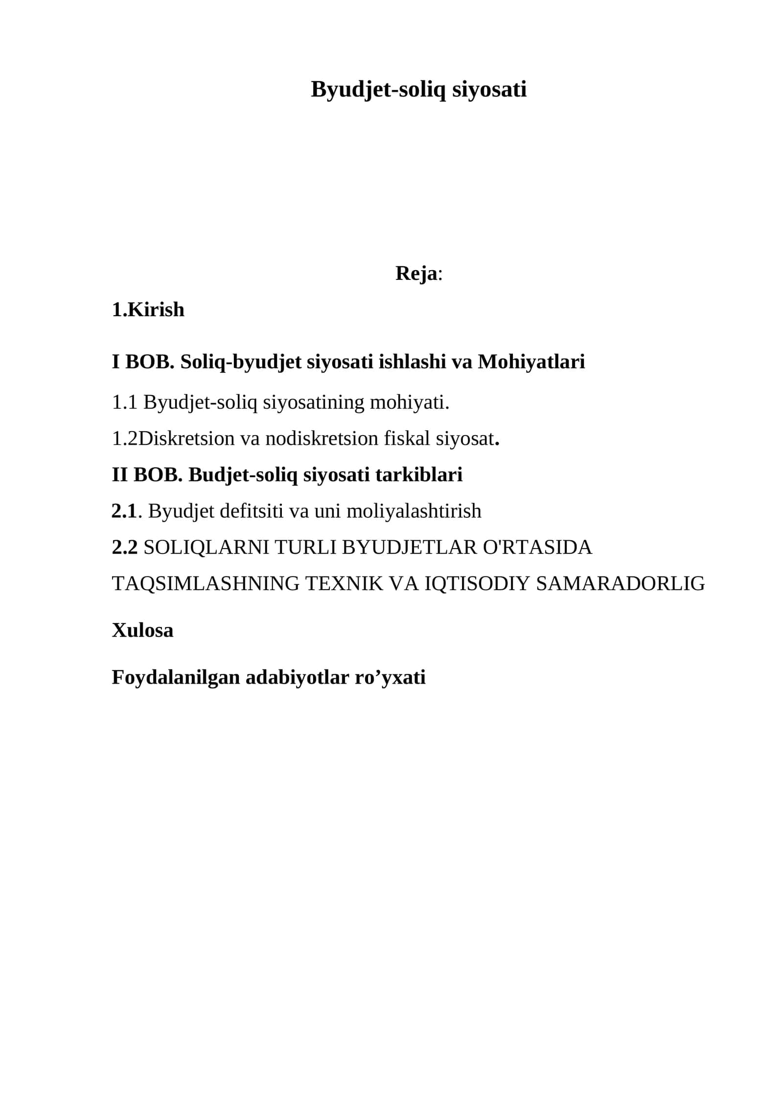Byudjet-soliq siyosati 1
