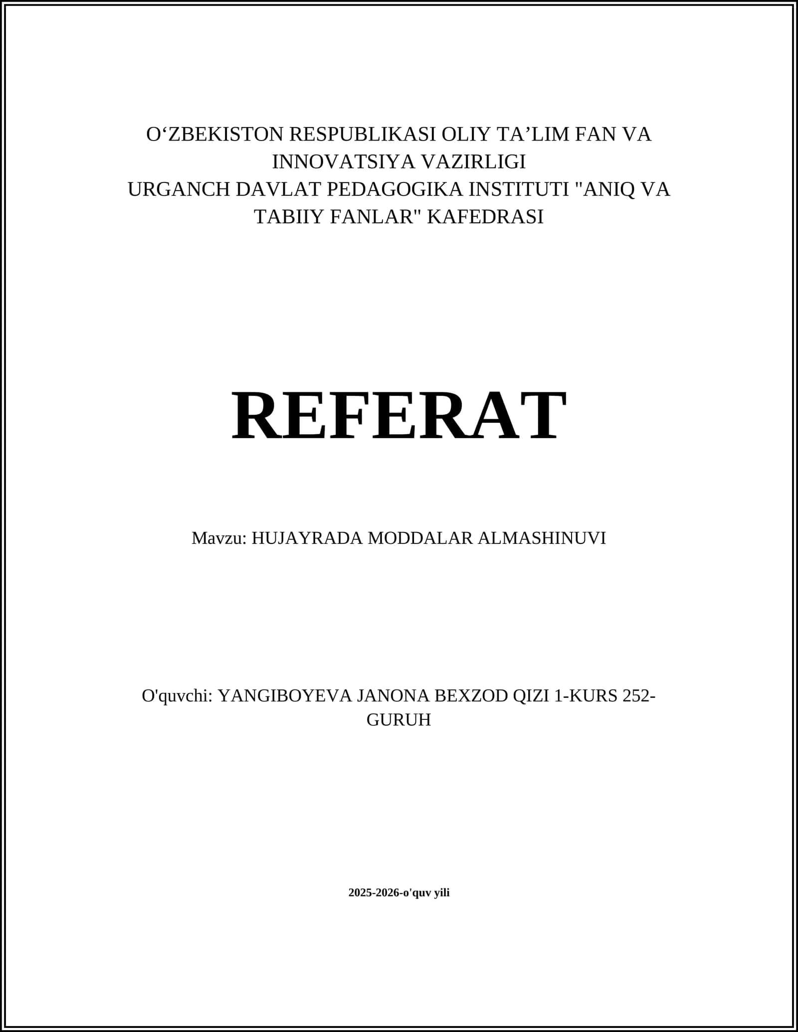 HUJAYRADA MODDALAR ALMASHINUVI 1