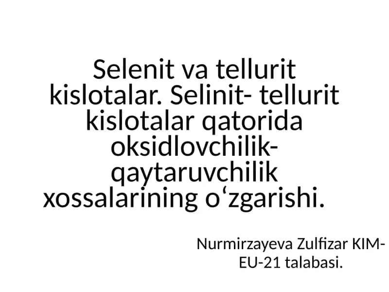 Selenit-tellurit kislotalar 1