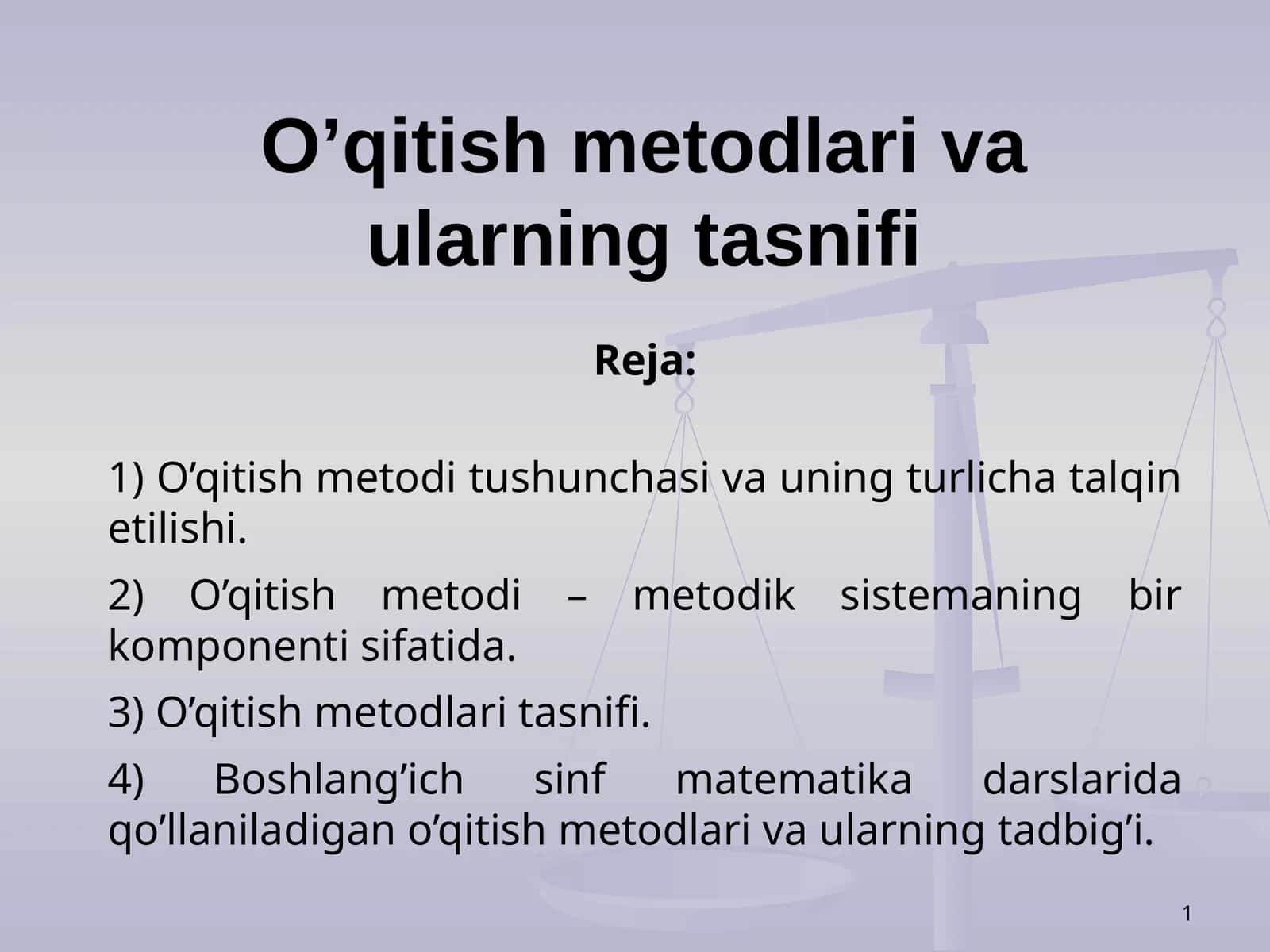 O’qitish metodlari va ularning tasnifi 1