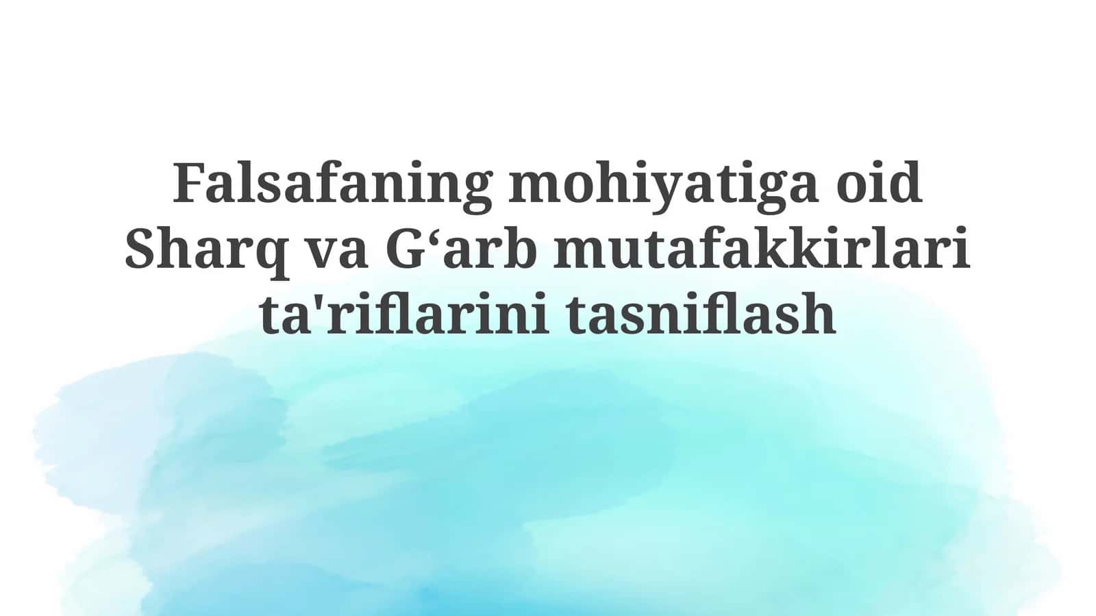 Falsafaning mohiyati 1