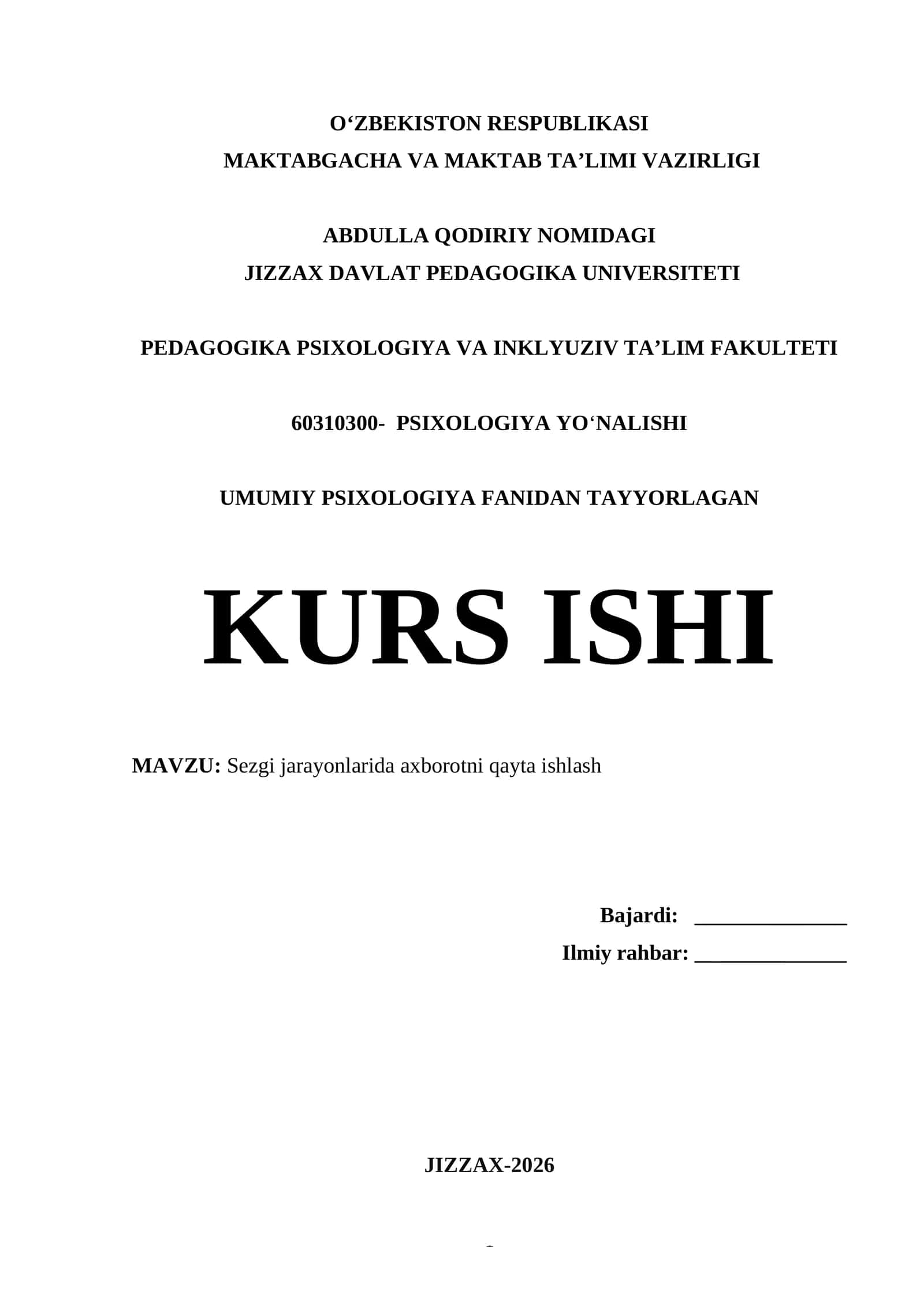 Sezgi jarayonlarida axborotni qayta ishlash 1
