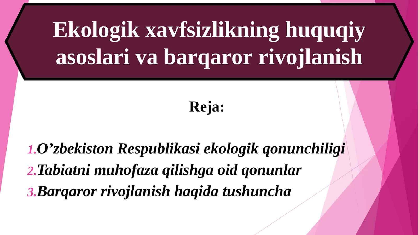 O’zbekiston Respublikasi ekologik qonunchiligi 1