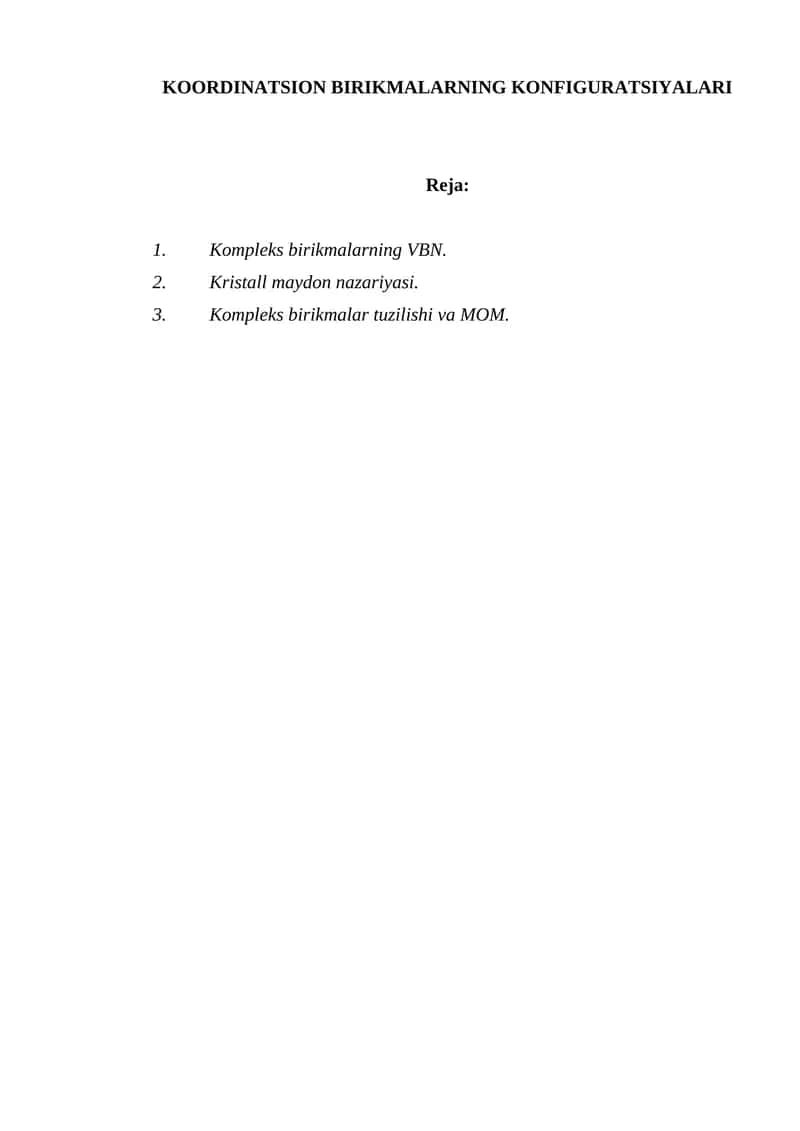 KOORDINATSION BIRIKMALARNING KONFIGURATSIYALARI 1