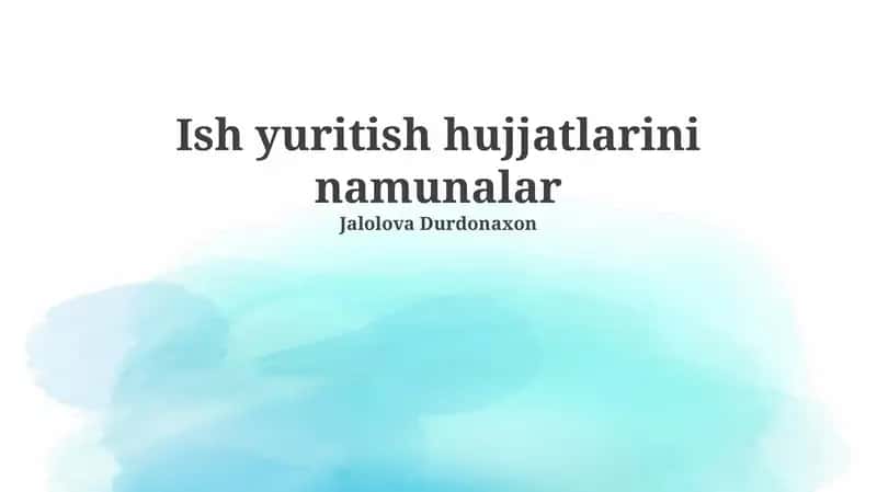 Biznes hujjatlari 1